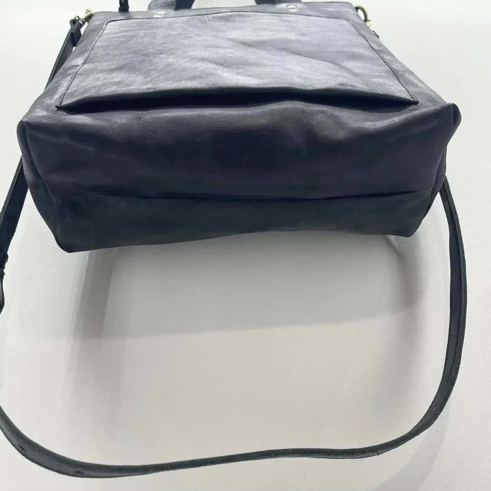Elevate People Leather Bucket Bag Tote‎ Black Full-Grain Crossbody Minimalist